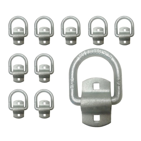 Tie 4 Safe 1/2" Bolt On Lashing D-Ring w/ Cap, WLL, 4,000 lbs., PK10 RH08-12M-10